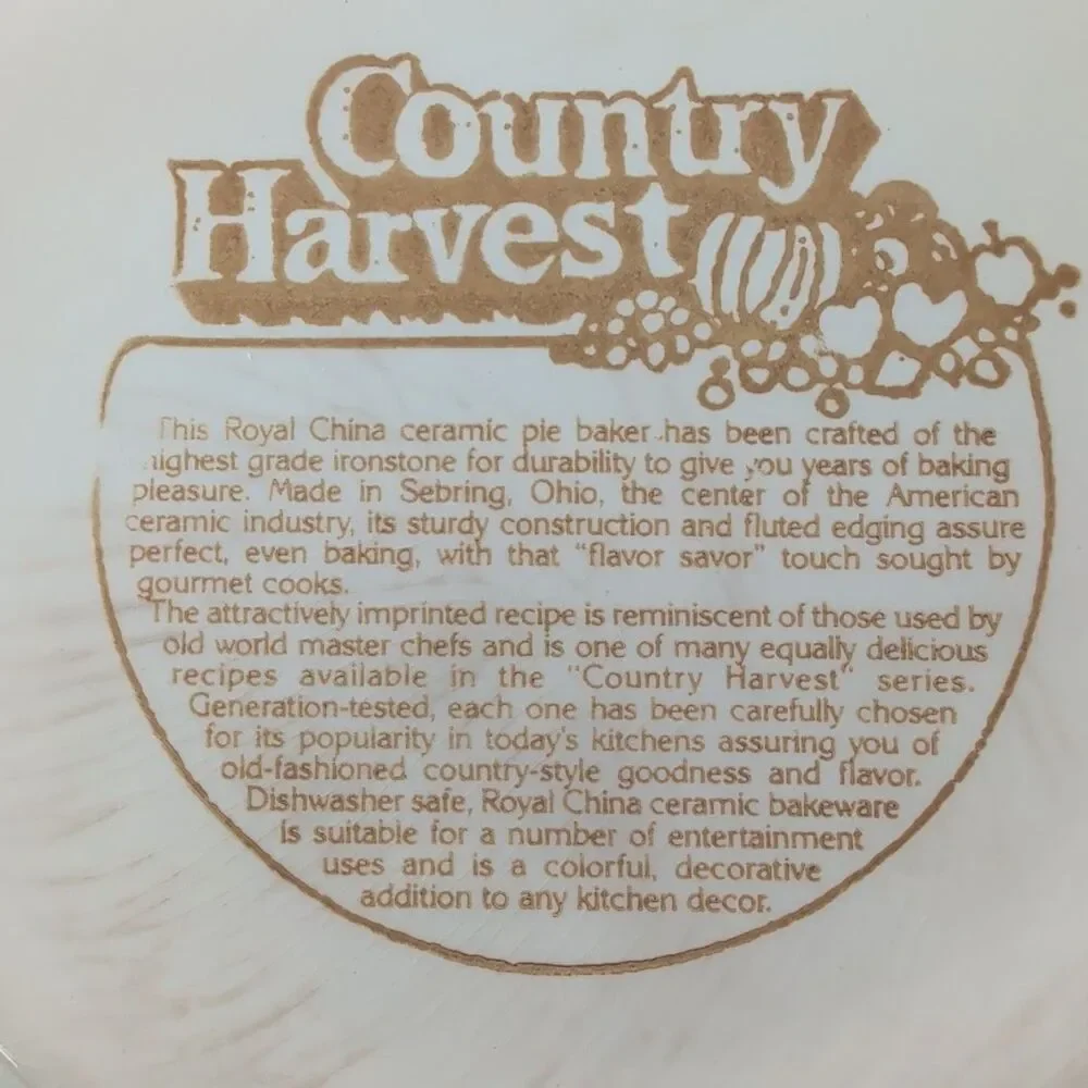 Vintage Royal China Country Harvest Cheese Cake Recipe Baker Sebring Ohio